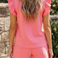 Half Zipped Ruffled Short Set