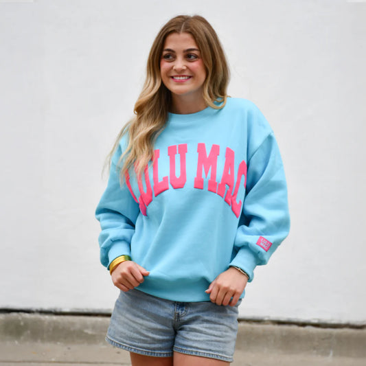 BLUE/HOT PINK PUFF SWEATSHIRT