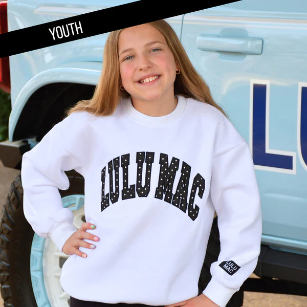 WHITE/BLACK POLKA DOT STITCH KIDS SWEATSHIRT