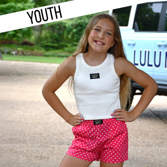 HOT PINK MINI POLKA DOT KIDS SHORTS
