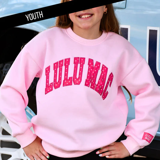 LIGHT PINK/HOT PINK POLKA DOT STITCH KIDS SWEATSHIRT