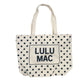 LULU MAC CANVAS TOTE BLACK DOT ON WHITE