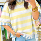 Yellow Stripe Exposed Seam Patchwork Oversized Top