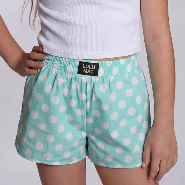 MINT POLKA DOT KIDS SHORTS