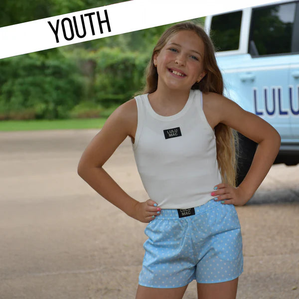 LIGHT BLUE MINI POLKA DOT KIDS SHORTS