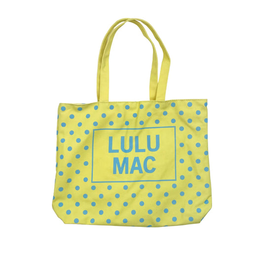 LULU MAC CANVAS TOTE BLUE DOT ON YELLOW