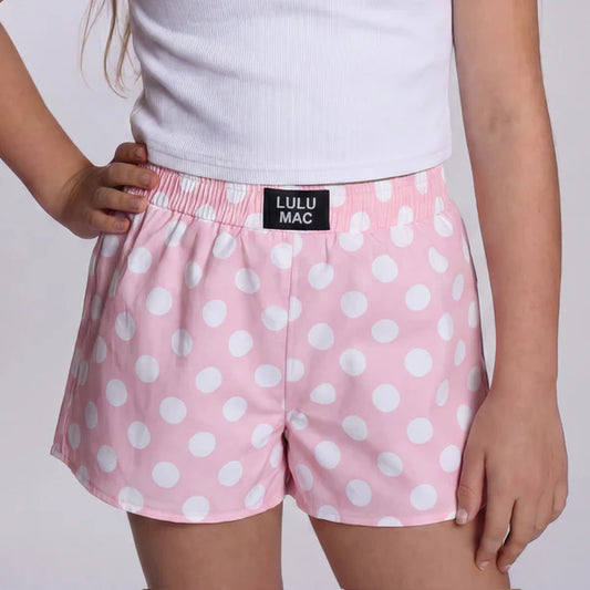 LIGHT PINK POLKA DOT KIDS SHORTS