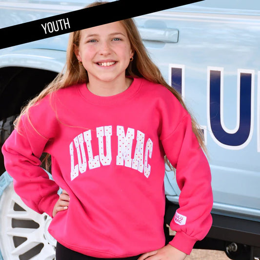 HOT PINK/WHITE POLKA DOT STITCH KIDS SWEATSHIRT
