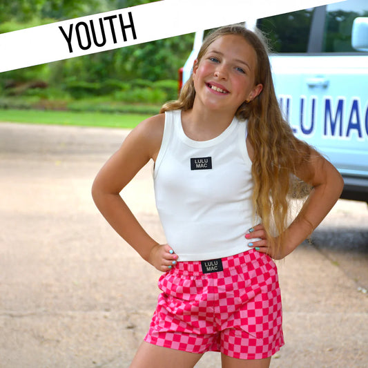 PINK/PINK CHECK KIDS SHORTS