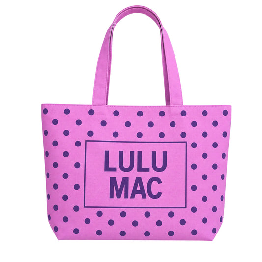 LULU MAC CANVAS TOTE PURPLE DOT