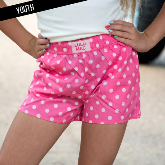 PINK/LIGHT PINK SMALL POLKA DOT KIDS SHORTS