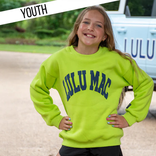 CHARTREUSE/DEEP BLUE PUFF KIDS SWEATSHIRT