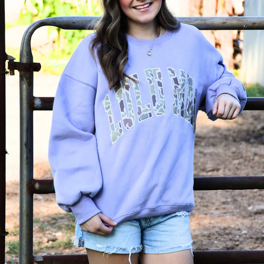 ADULT CAMO LAVENDER SWEATSHIRT