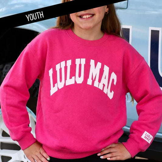 HOT PINK/WHITE PUFF KIDS SWEATSHIRT