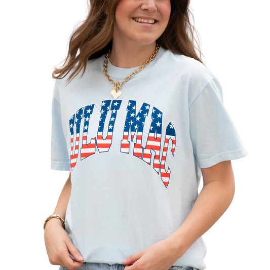 Stars & Stripes Chambray Comfort Colors Tee